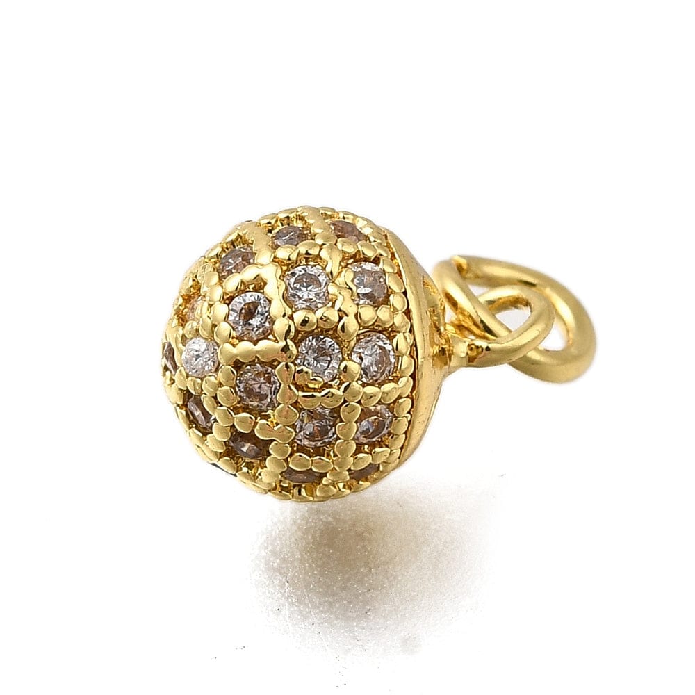 Kugle Vedhæng Med Zirkonia Sten, 18K Langtidsholdbar Forgyldt, 11x8mm - Uniq Perler - 114567