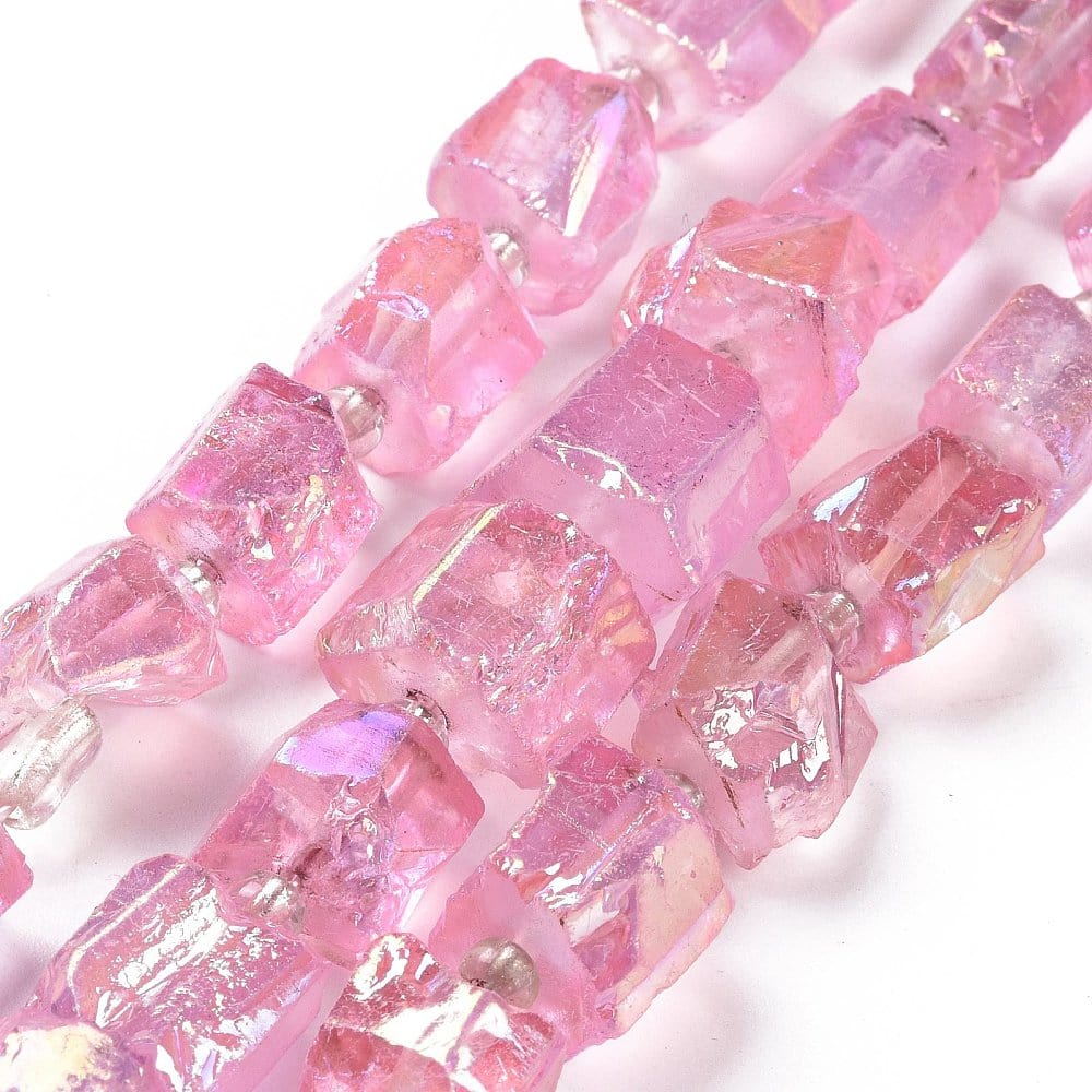 Kvarts Nuggets, Pink/Rosa, (8 - 14mm) - Uniq Perler - 112776