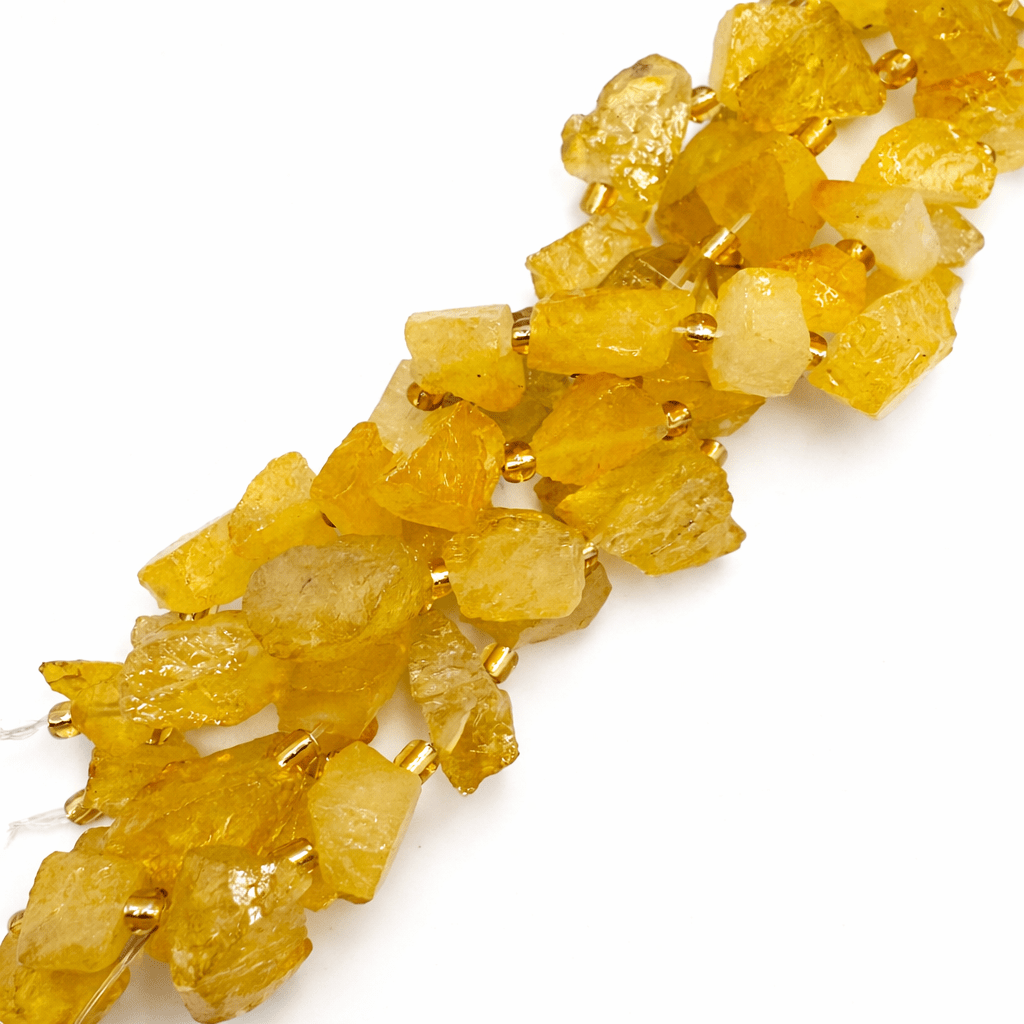 Kvarts Perler – Farvet Gul, Rå Nuggets (8~18x9~15x8~11mm) - Uniq Perler - 120056