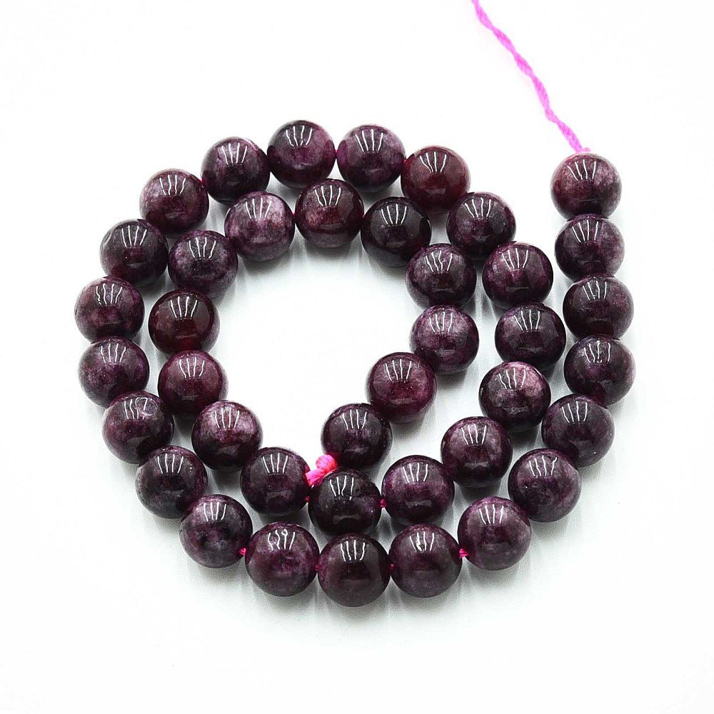 Kvarts Perler Imiteret Granit – Violet Rød, Runde (10mm) - Uniq Perler -