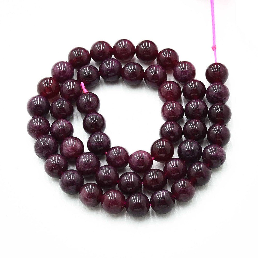 Kvarts Perler Imiteret Granit – Violet Rød, Runde (8mm) - Uniq Perler -