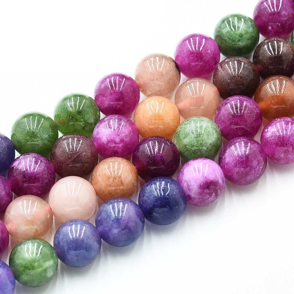 Kvarts Perler Imiteret Turmalin – Mix Farver, Runde (10~10.5mm) - Uniq Perler -