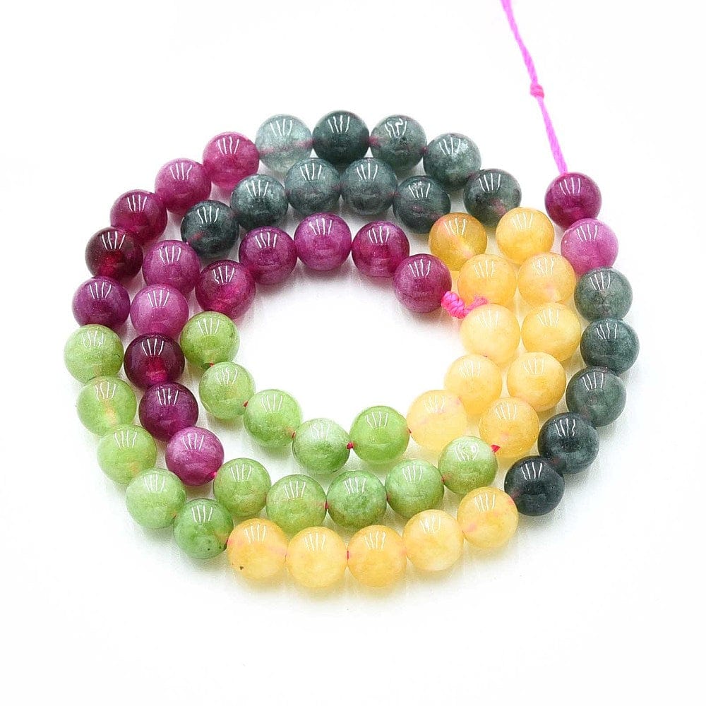 Kvartsperler – Runde, Farvet Mix (6 - 6,5mm) - Uniq Perler - 115875