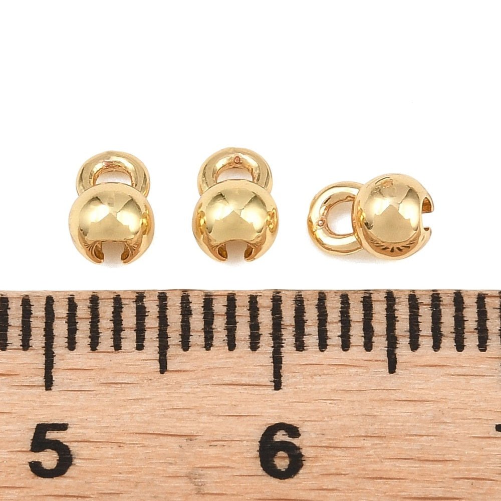 Låsehoveder – 18K Langtidsholdbar Forgyldt Messing (5,5x3,5x3,5mm) 6 stk. - Uniq Perler - 122562