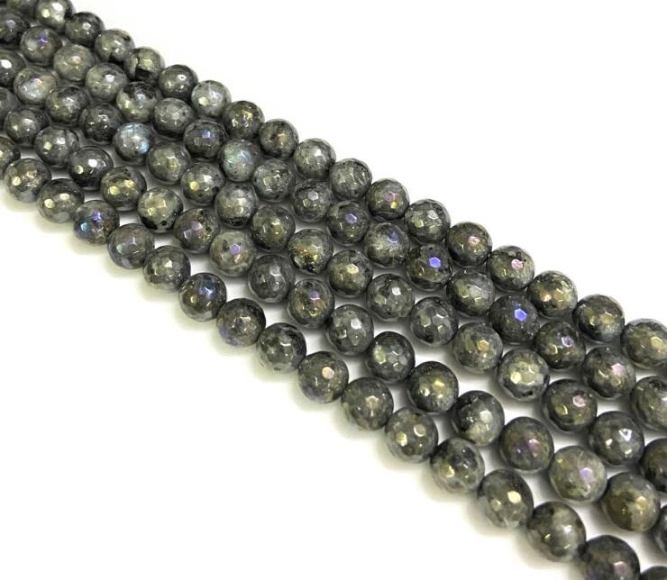 Labradorit – Grå/Sort, Facetteret (12mm) - Uniq Perler - 112732