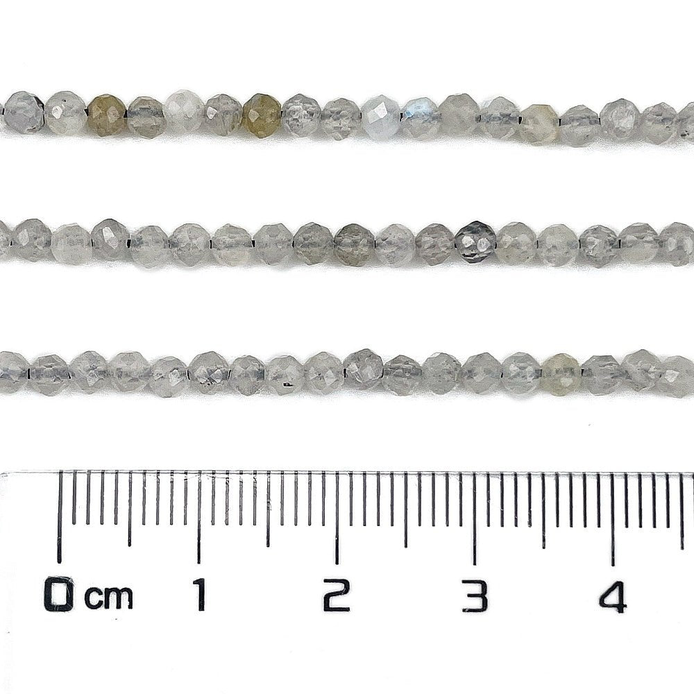 Labradorit – Grå/Sort, Facetteret (3,5mm) - Uniq Perler -