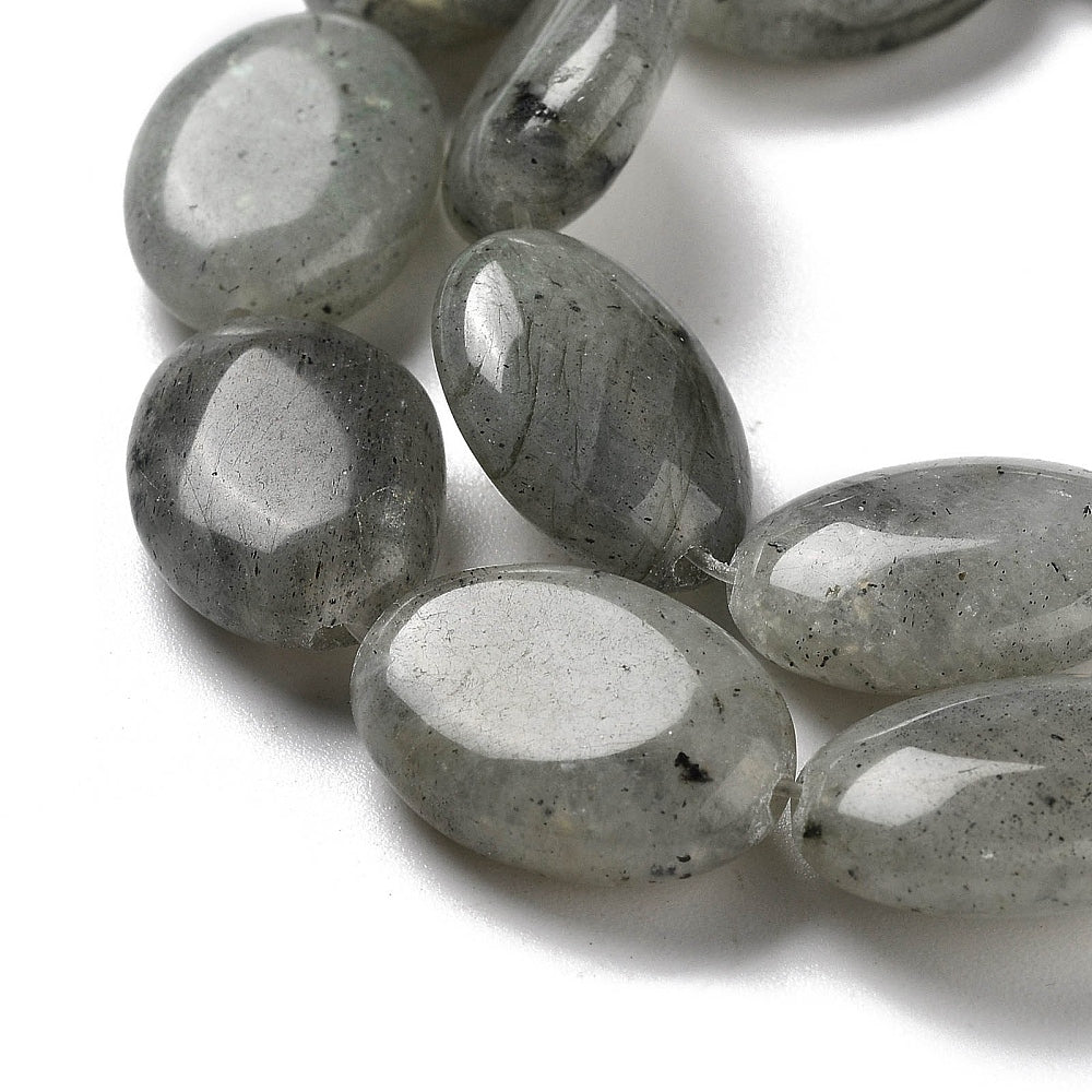 Labradorit Perler – Flade Ovale (13~13.5x18~18.5mm) - Uniq Perler -