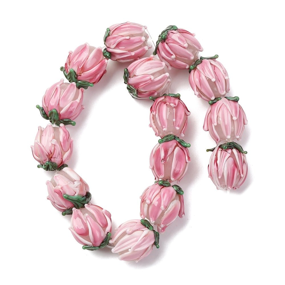 Lampwork Glasperler – Tulipan (13~14.5x13~15mm) 2 stk. - Uniq Perler -