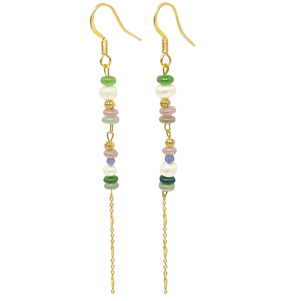 Lange Øreringe Med Kæde - Uniq Perler - 247343