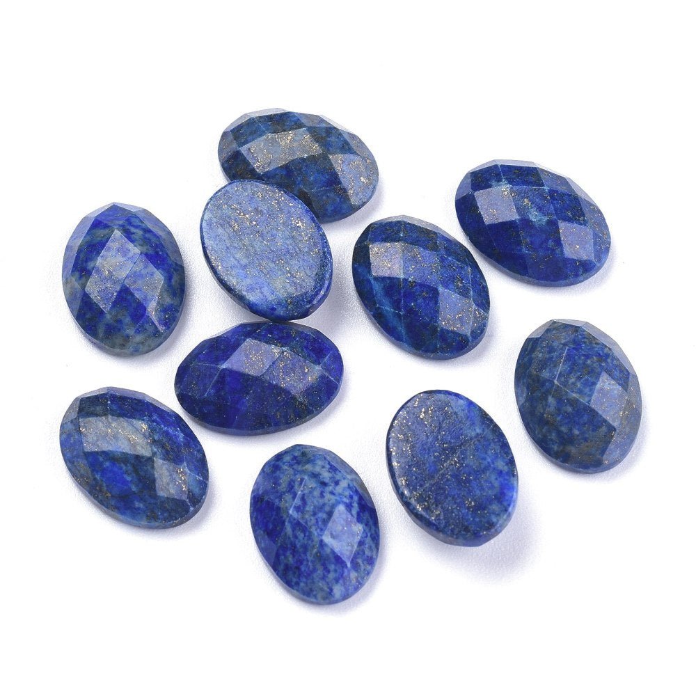 Lapis Lazuli Cabochon – Facetteret, Oval (13x18x6mm) 1 stk - Uniq Perler -