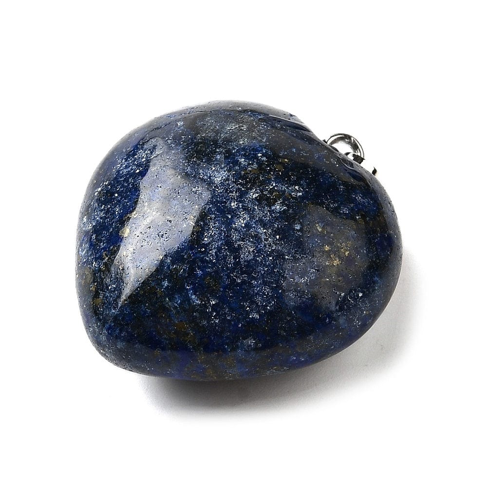 Lapis Lazuli Hjerte Vedhæng – Platin Farvet (25x27mm) - Uniq Perler - 115887