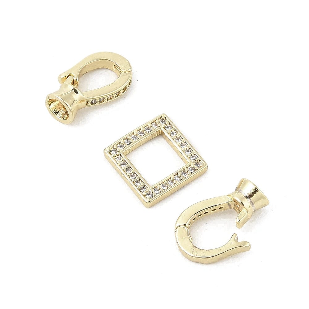 Lås i 18K Forgyldt Messing – Med Klar Zirkonia (25mm, Sæt) - Uniq Perler - 114504