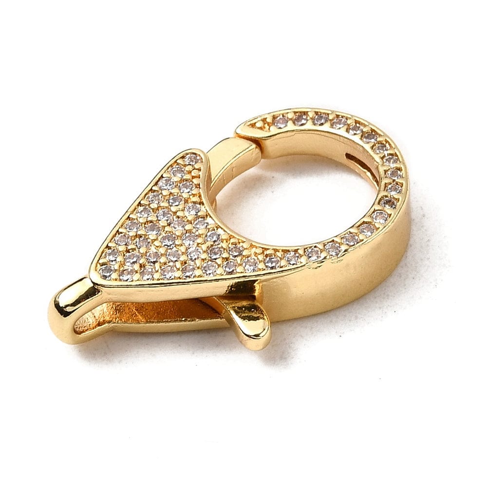 Lås – Karabin m. Zirkonia, Forgyldt Messing (24mm) - Uniq Perler - 115700