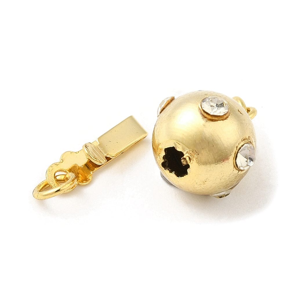 Lås Med Rhinsten, 18K Langtidsholdbar Forgyldt, 8,5x14mm - Uniq Perler - 38583838