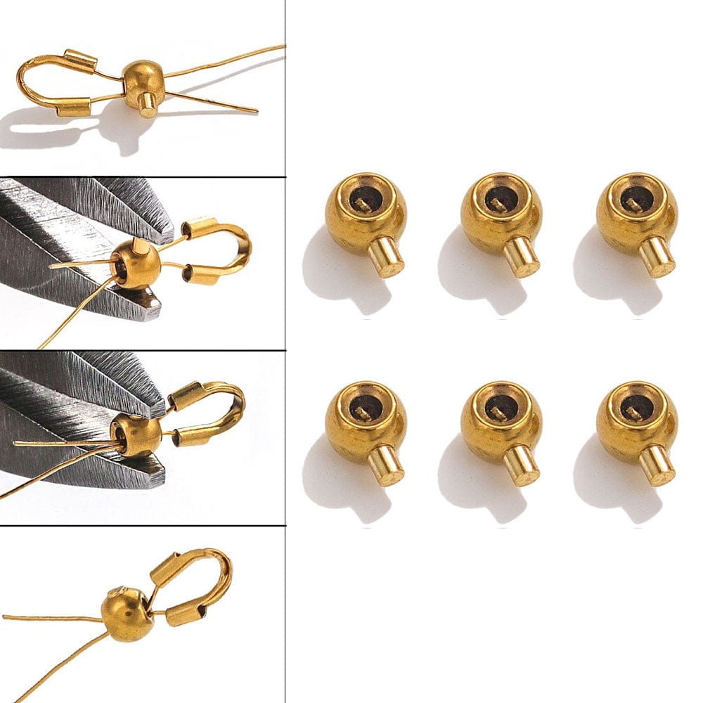 Låse Perler - Forgyldt Stål, (6 Stk) - Uniq Perler - 112448