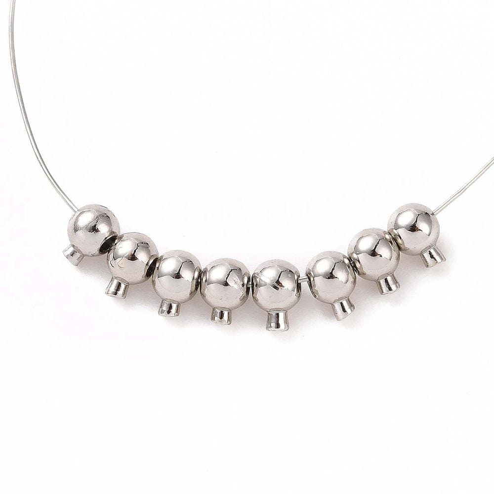 Låse Perler – Platinfarvet Messing, 4,5x3,5x3mm (8 Stk) - Uniq Perler - 114944