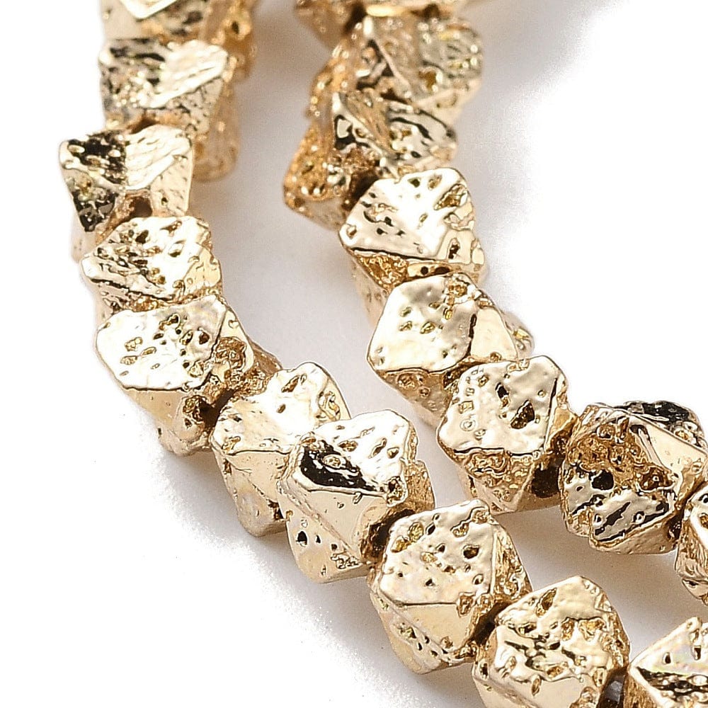 Lava Perler, Kantet, Guld, (3,5 - 5mm) - Uniq Perler - 114172