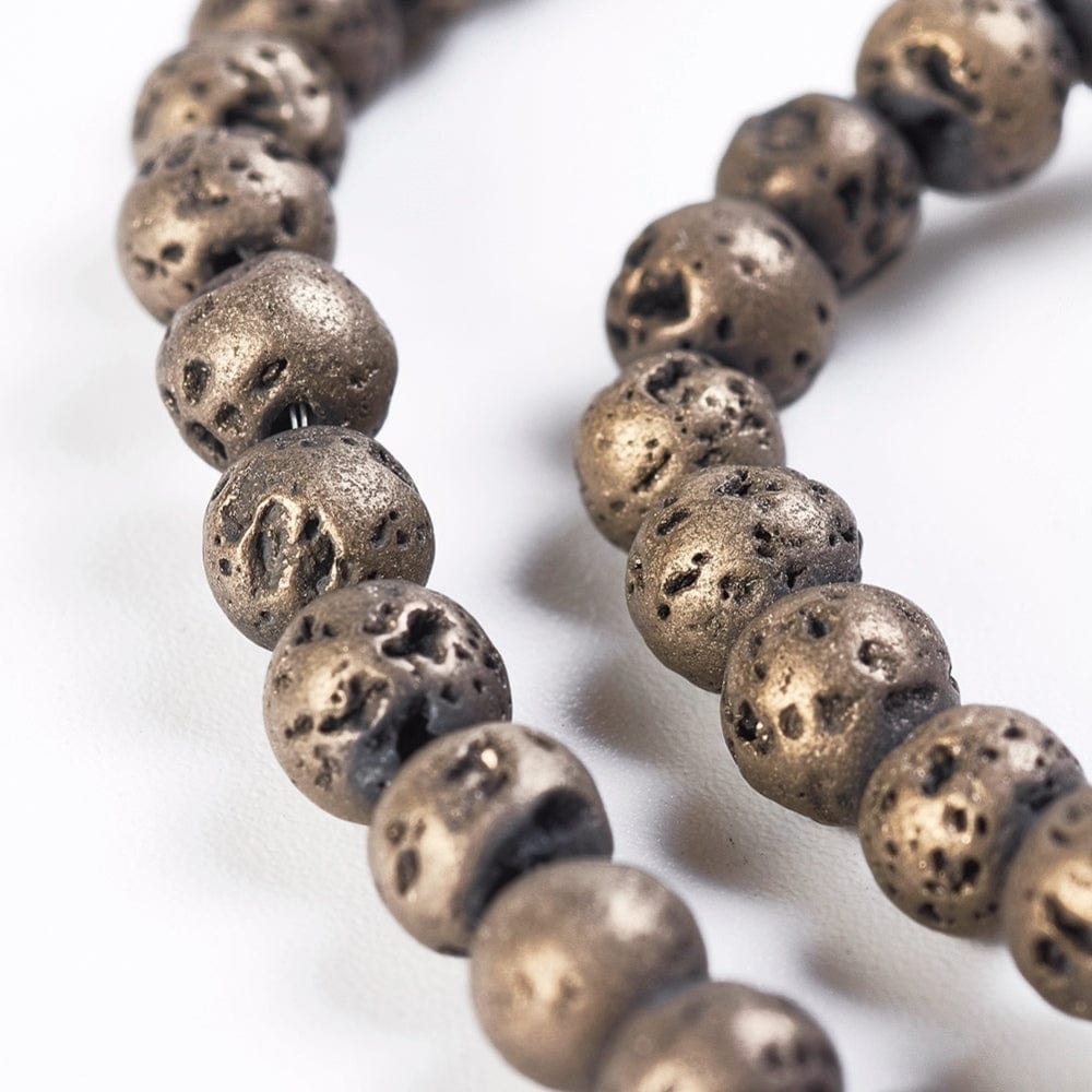 Lava Perler Med Vandfast Belægning, Sort Med Gyldent Skær, 4 - 5mm - Uniq Perler - 918850