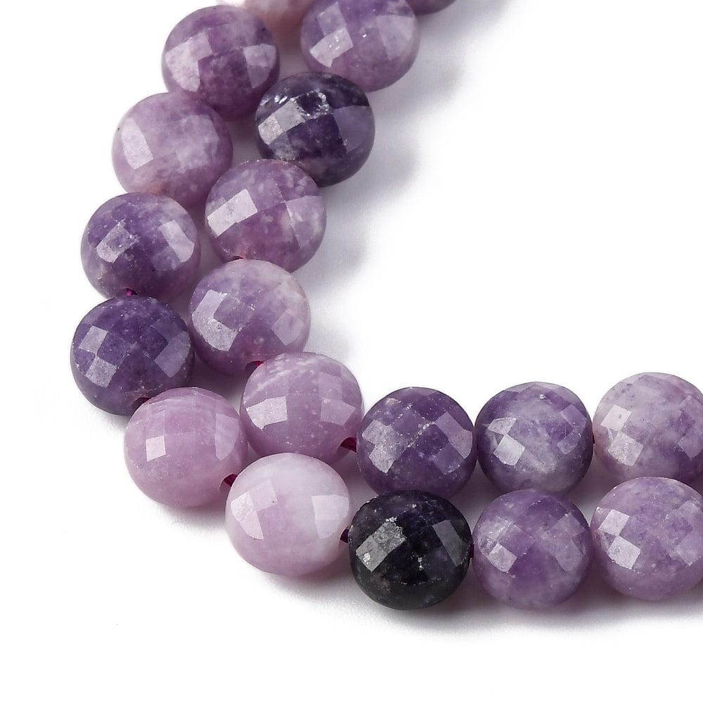 Lepidolite Sten - Møntformet, Facetteret (8,5x6mm) - Uniq Perler - 048226