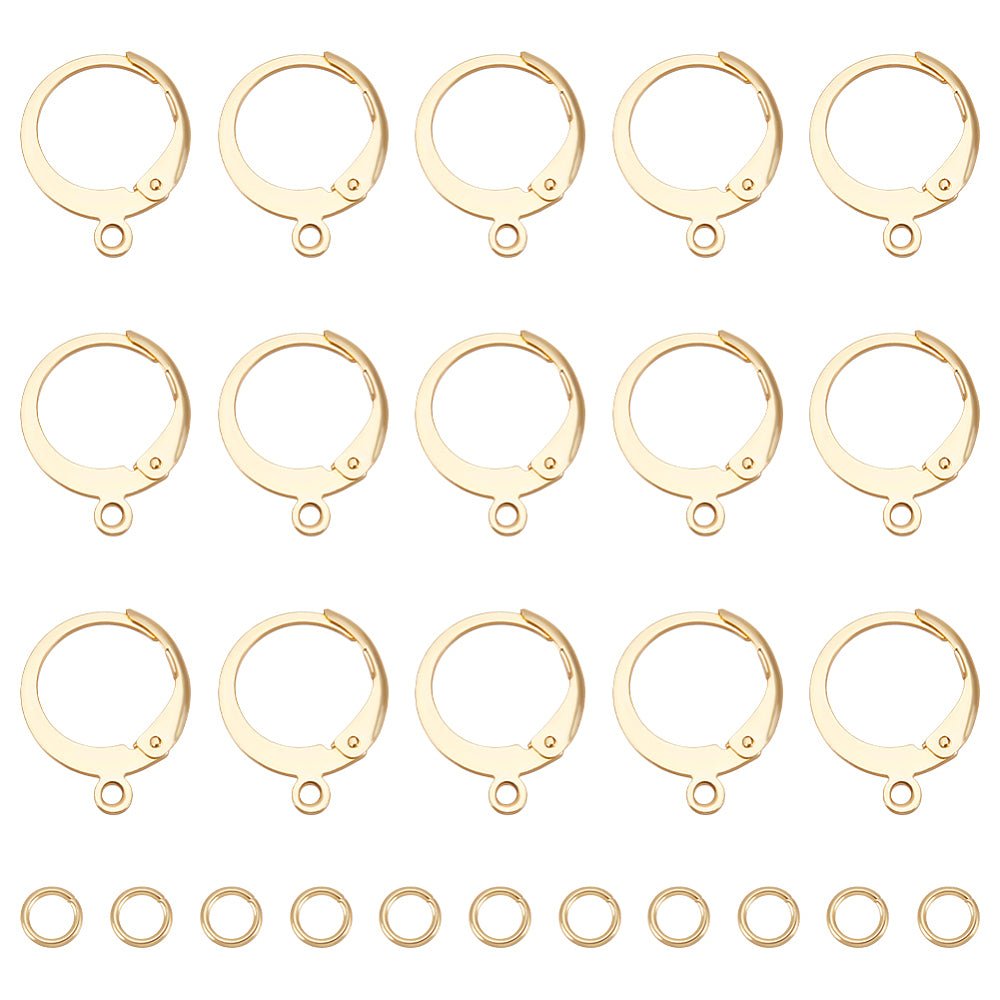 Leverback creoler Creoler Med Øsken – 24K Forgyldt Stål (14,5x12mm) - Uniq Perler - 123067