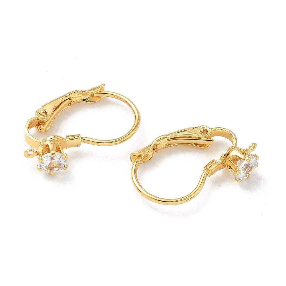 Leverback Øreringe Zirkonia – 18 Karat Forgyldt (18,5mm) - Uniq Perler - 116954