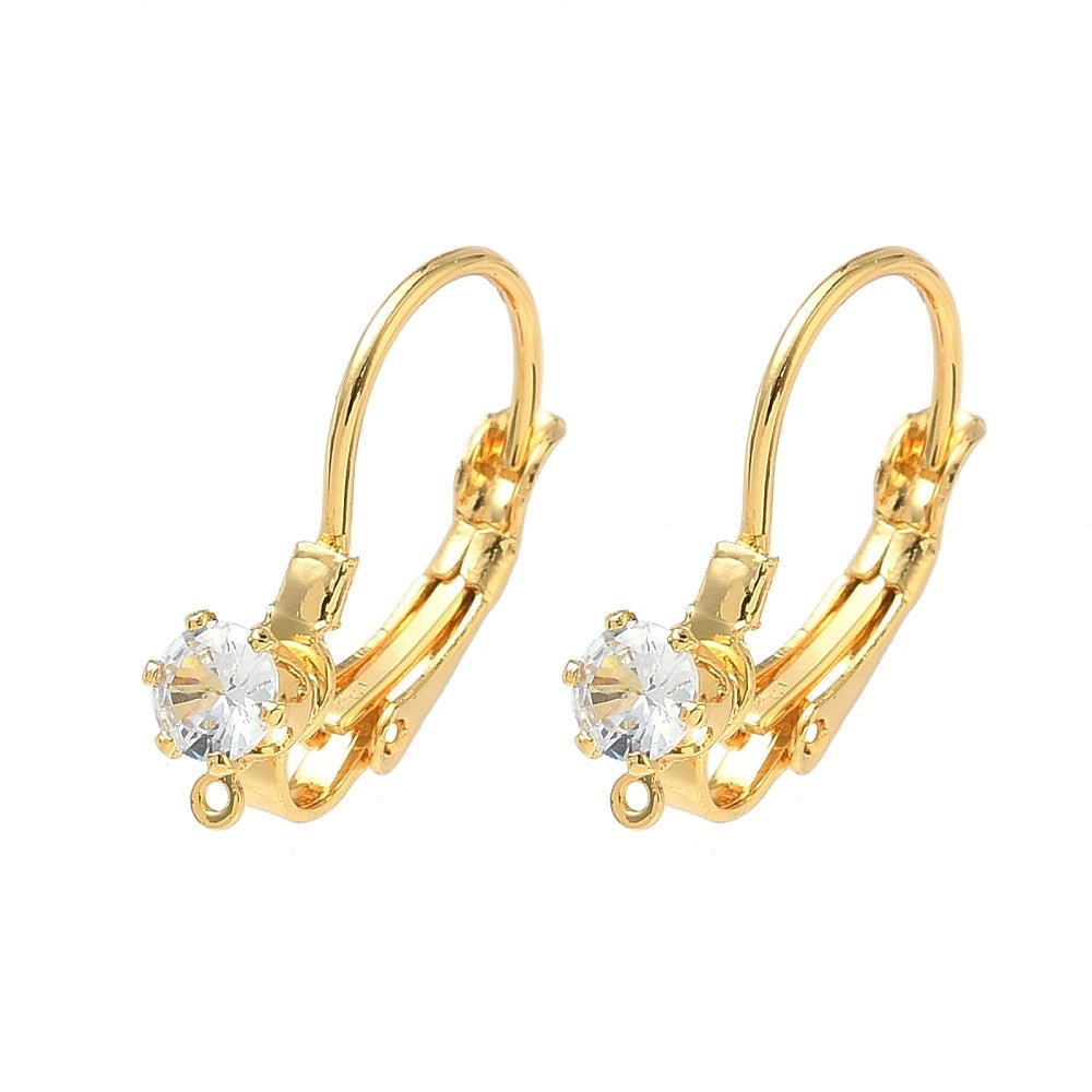 Leverback Øreringe Zirkonia – 18 Karat Forgyldt (18,5mm) - Uniq Perler - 116954