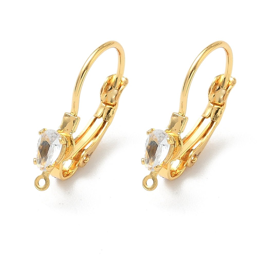 Leverback Earrings Zirconia – 18 Karat Gold-plated (19mm) - Uniq Perler - 117324