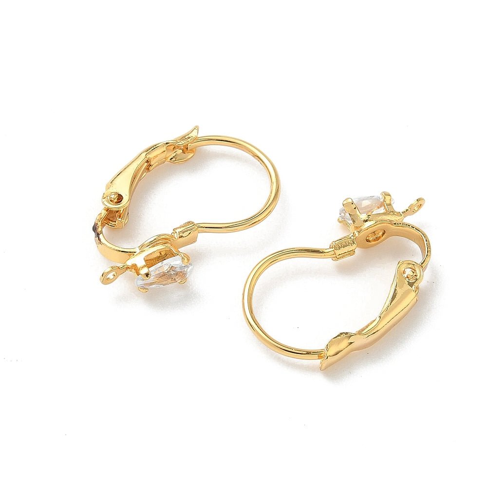 Leverback Earrings Zirconia – 18 Karat Gold-plated (19mm) - Uniq Perler - 117324
