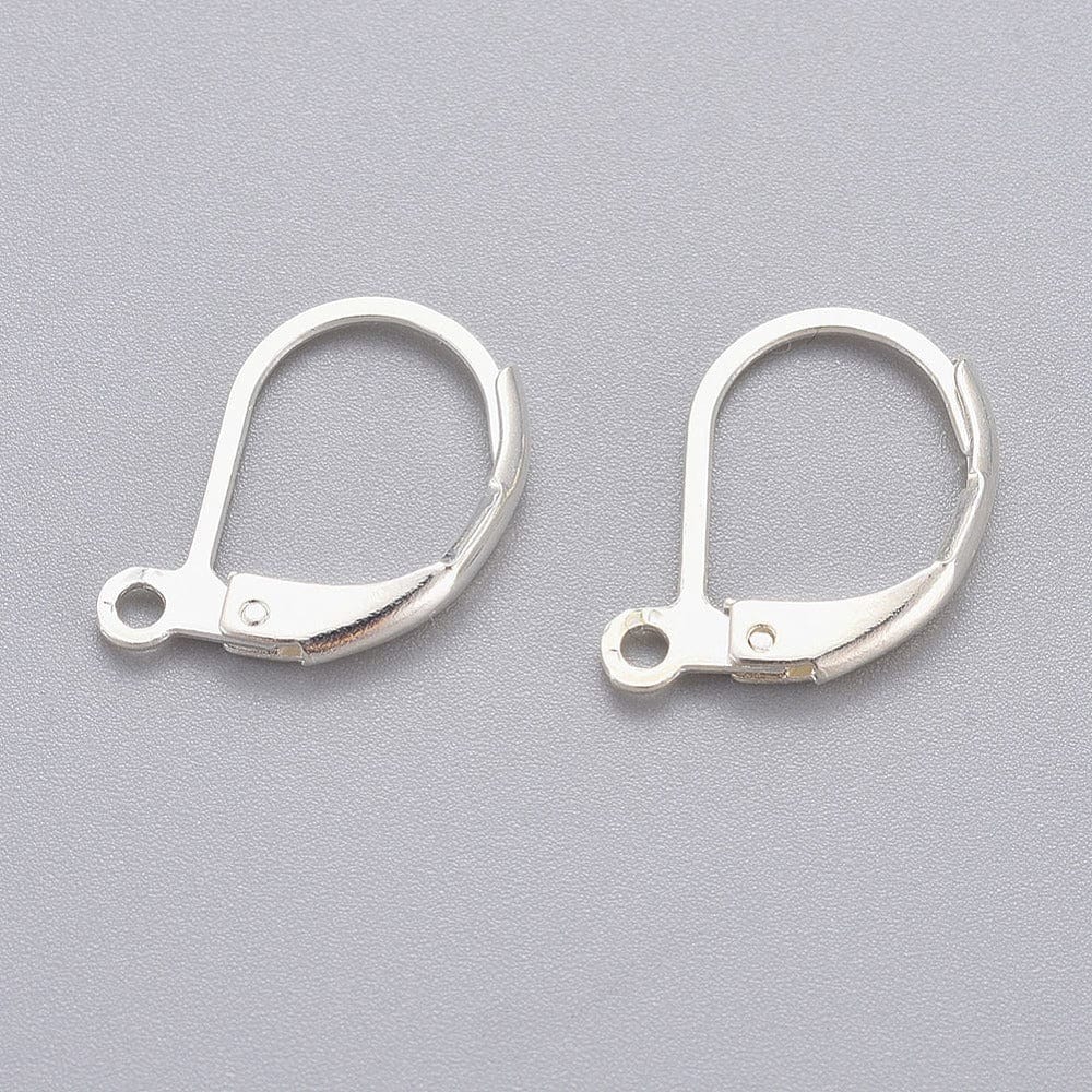 Leverback/Bricure Ørekroge i Stål – 925 Sølvbelagt (15x10mm, 10 stk) - Uniq Perler - 115991