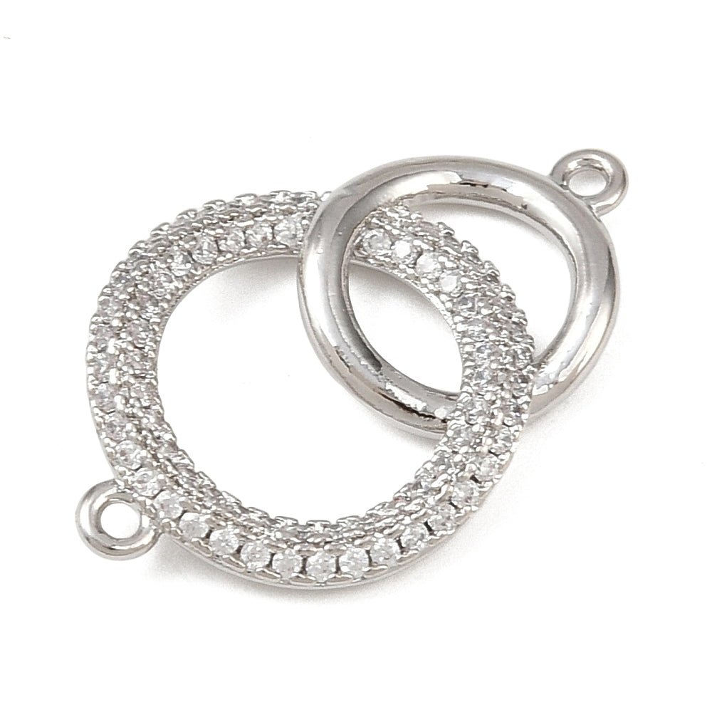 Links/mellemled med klare Zirkonia sten (13x24.5x2.8mm) - Uniq Perler -