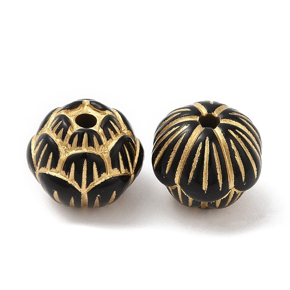 Lotus Akryl Perle - Antik Farve/Sort (10,5mm) 10 Stk - Uniq Perler - 113447