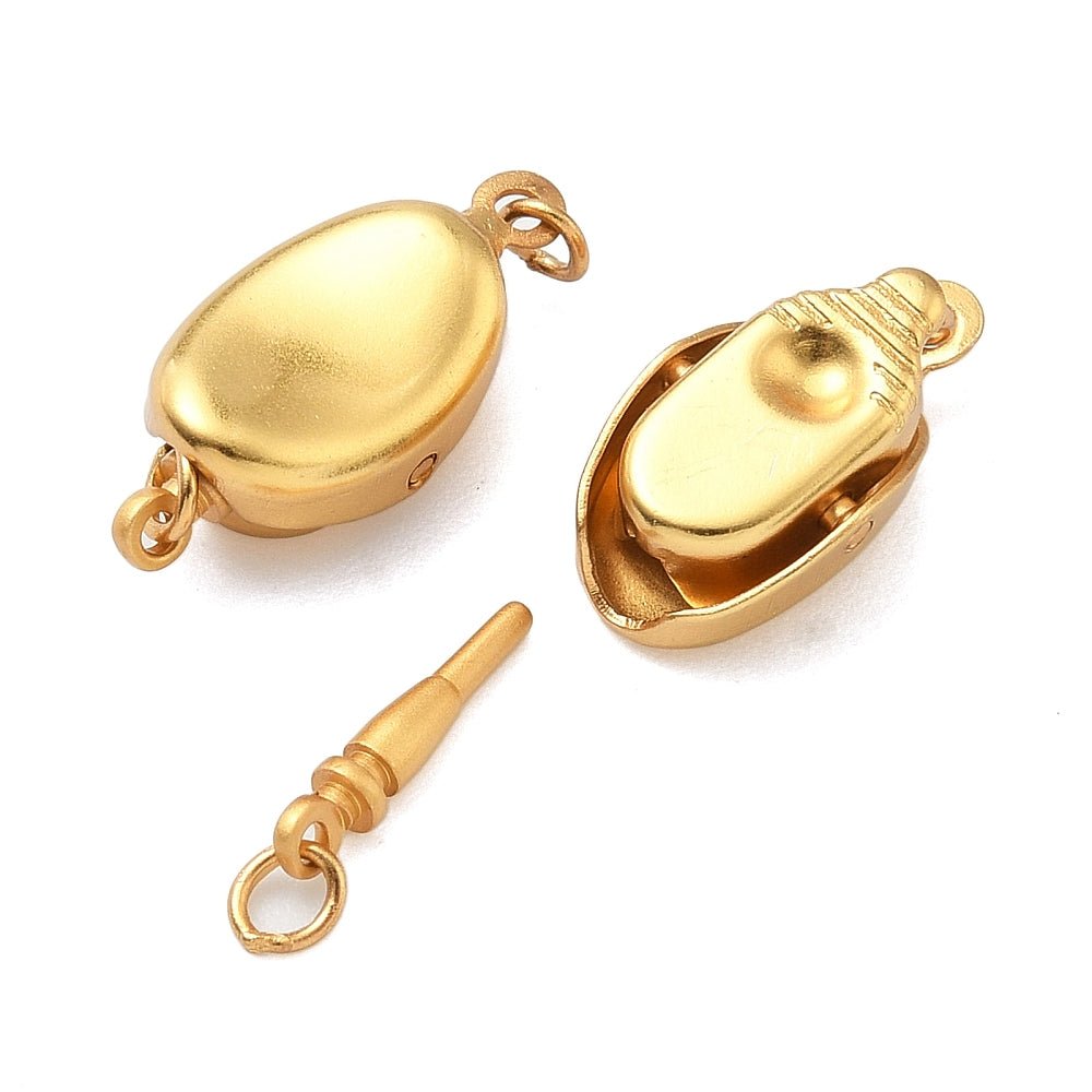 Magnetbox Verschluss – 24K langlebig Vergoldet Messing, oval matt (17,5x8mm)