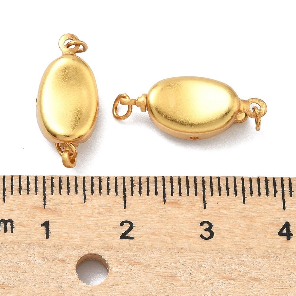 Magnetbox Verschluss – 24K langlebig Vergoldet Messing, oval matt (17,5x8mm)