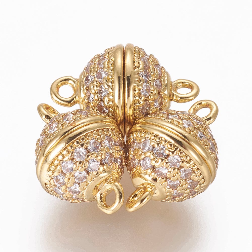 Magnet Lås Med Zirkonia Sten – Forgyldt (13,5x8,5mm) - Uniq Perler - 111609