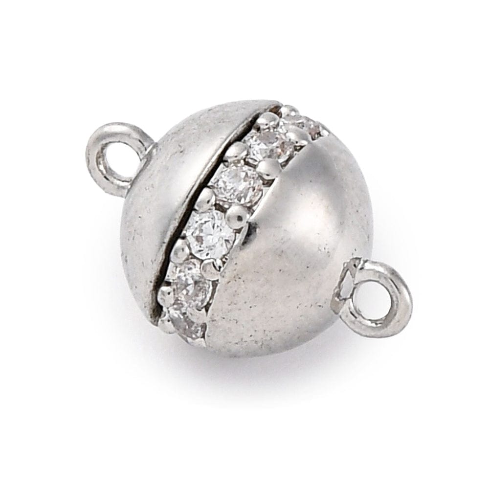 Magnet Lås Med Zirkonia Sten – Platin (11,5mm) - Uniq Perler - 970847