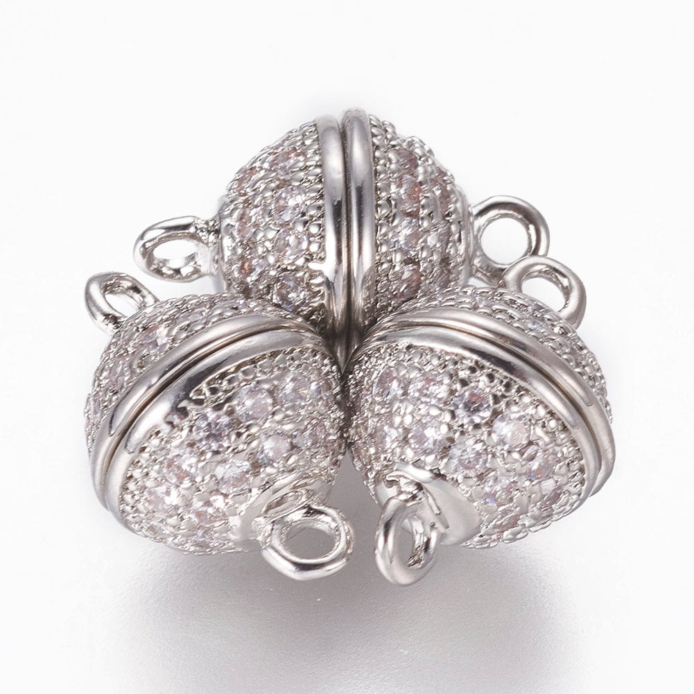 Magnet Lås Med Zirkonia Sten – Platinium Farvet (13,5x8,5mm) - Uniq Perler - 111608