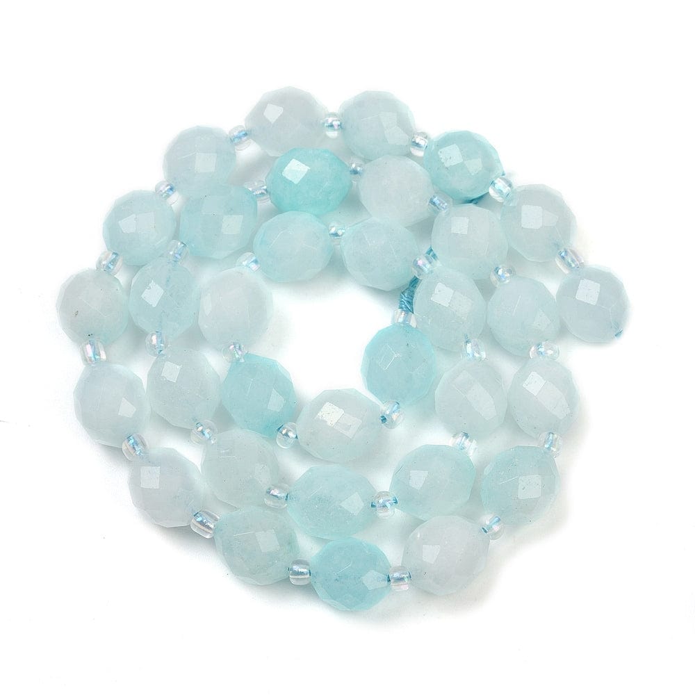 Malaysia Jade Perler – Blå, Facetteret Rice (9 - 10x8mm) - Uniq Perler - 115067