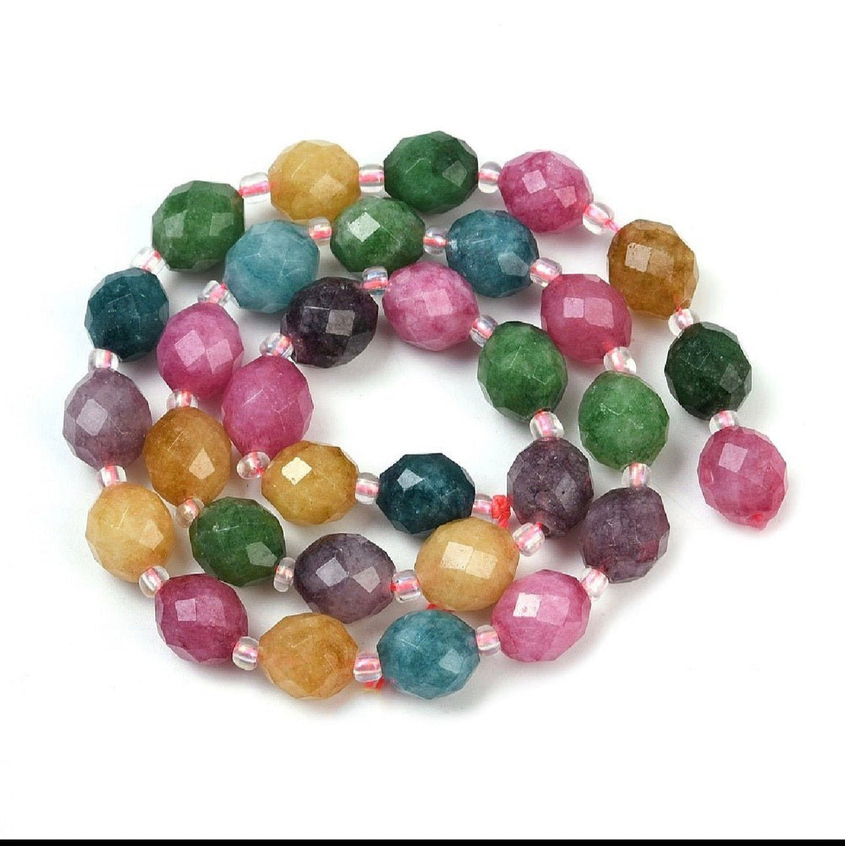 Malaysia Jade Perler – Farve Mix, Facetterede Rice (9~10x8~8,5mm) - Uniq Perler - 119231