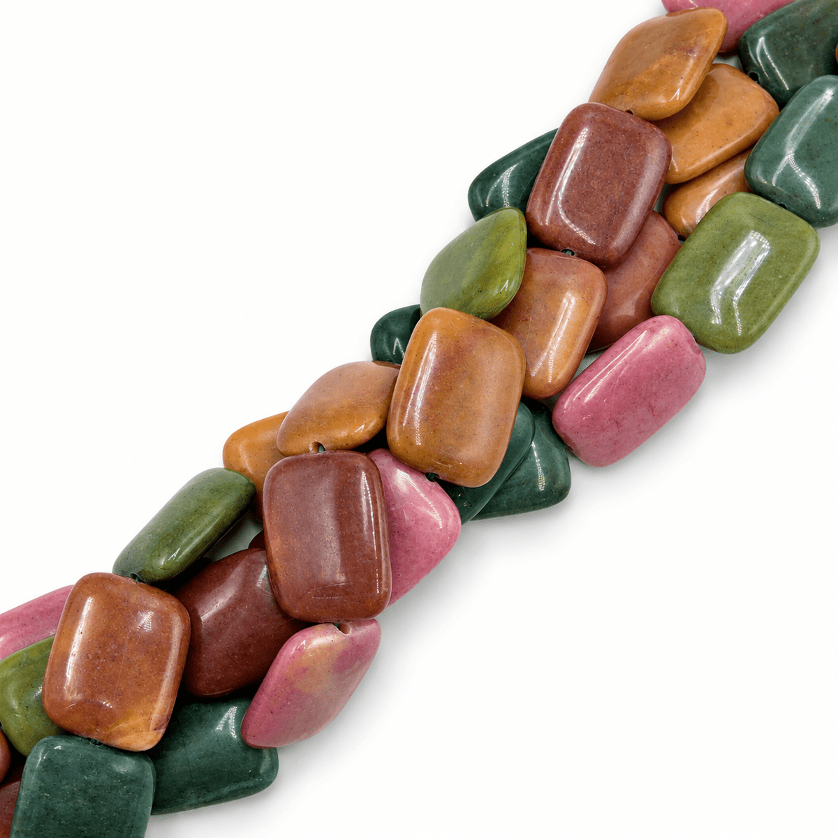 Malaysia Jade Perler – Farve Mix, Kantede (18x13x5mm) - Uniq Perler - 125906
