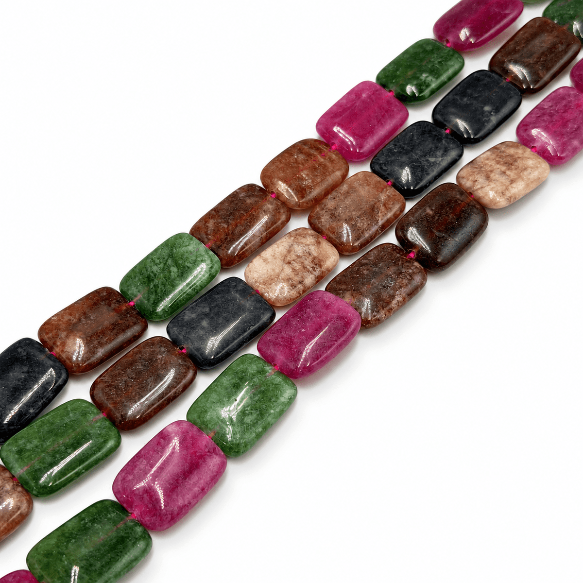 Malaysia Jade Perler – Farve Mix, Rektangulære (18x13x5mm) - Uniq Perler - 125938