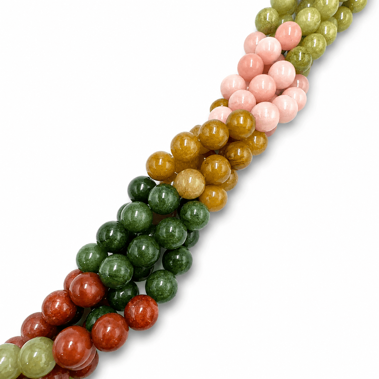 Malaysia Jade Perler - Farve Mix, Rund (10mm) - Uniq Perler - 117304