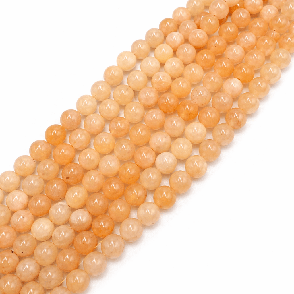 Malaysia Jade Perler – Farvet Gul, Runde (8mm) - Uniq Perler - 119616