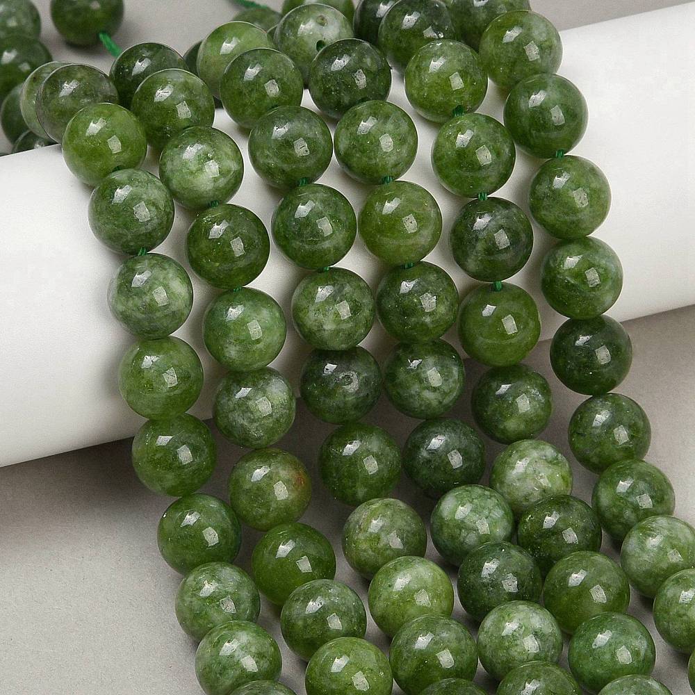 Malaysia Jade Perler - Grøn, Rund (10mm) - Uniq Perler - 115917