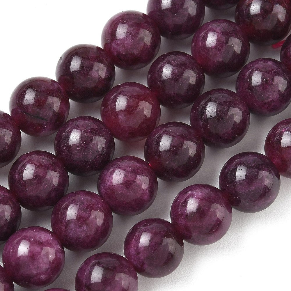Malaysia Jade Perler – Lilla, Runde (12mm) - Uniq Perler - 125892