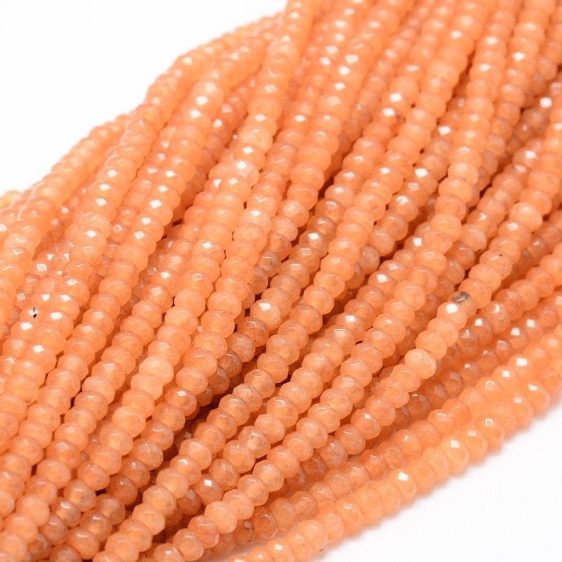 Malaysia Jade Perler, Orange, Facetteret, Rondel, (4x2 - 3mm) - Uniq Perler - 111451
