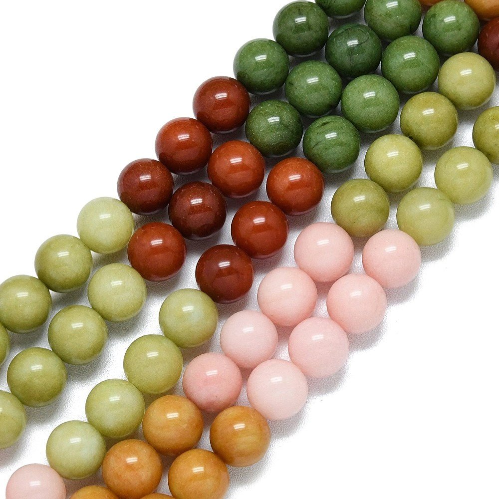 Malaysia Jade Perler – Rund Farvemix (10mm) - Uniq Perler - 117304