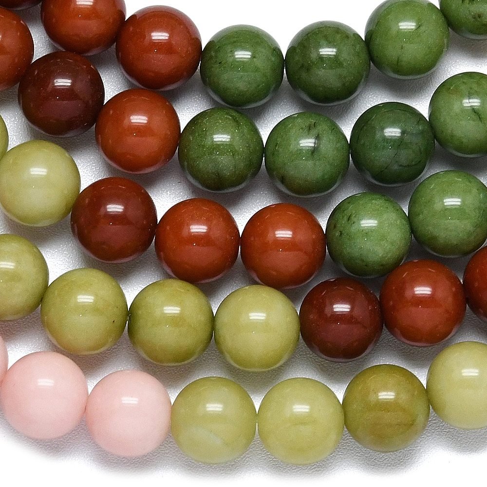 Malaysia Jade Perler – Rund Farvemix (10mm) - Uniq Perler - 117304