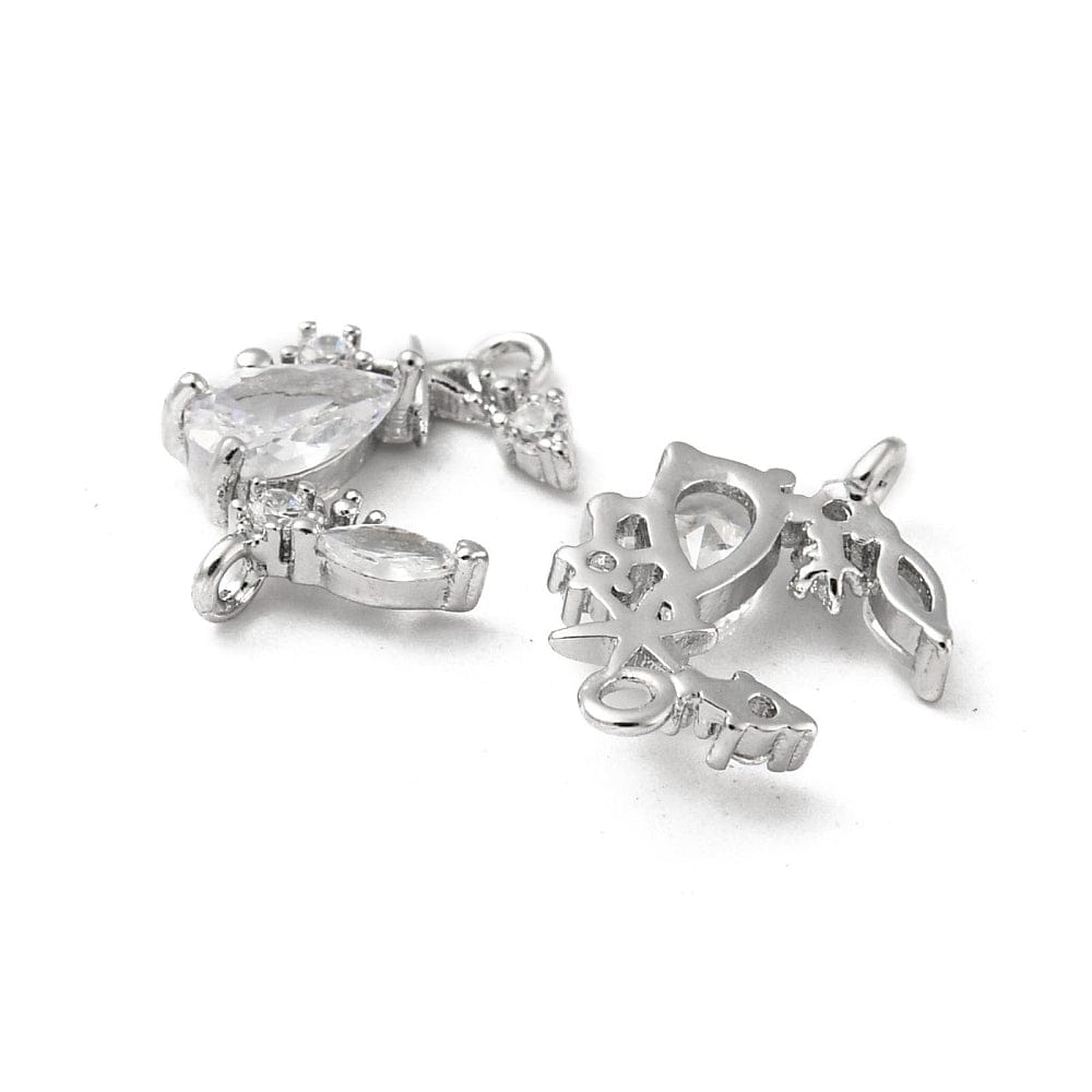 Måne mellemled Med Klare Zirkonia Sten, Platinium Belagt, (14x10,5mm) - Uniq Perler - 112305