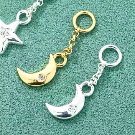 Moon Pendant With Clear Zirconia Stone, Sterling Silver 925, (6mm) - Uniq Perler - 114031