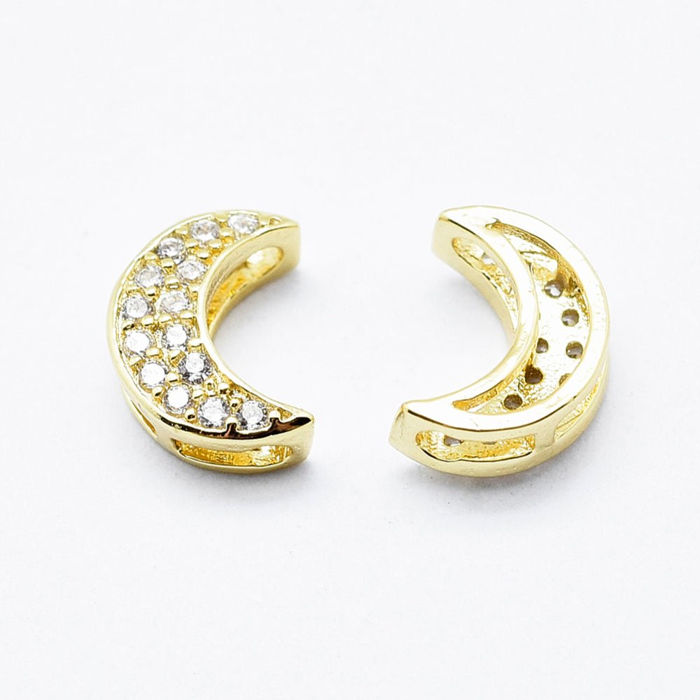 Måne Vedhæng – Med Zirkonia, 18K Forgyldt (8x6mm) - Uniq Perler -